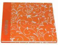 Gästebuch-Blumenranke-orange-perlmutt 